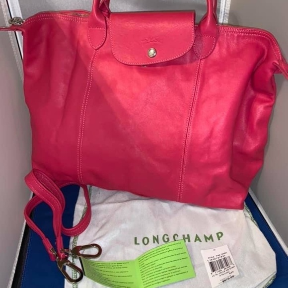 Longchamp Handbags - Longchamp Le Pliage Cuir Large Tote Pink Candy NEW
